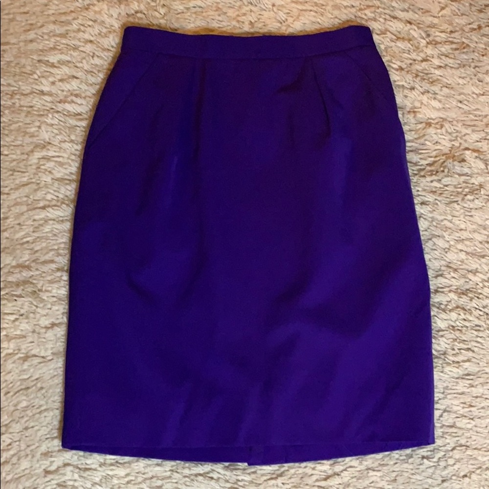 VINTAGE Dark Purple Wool Pencil Skirt
